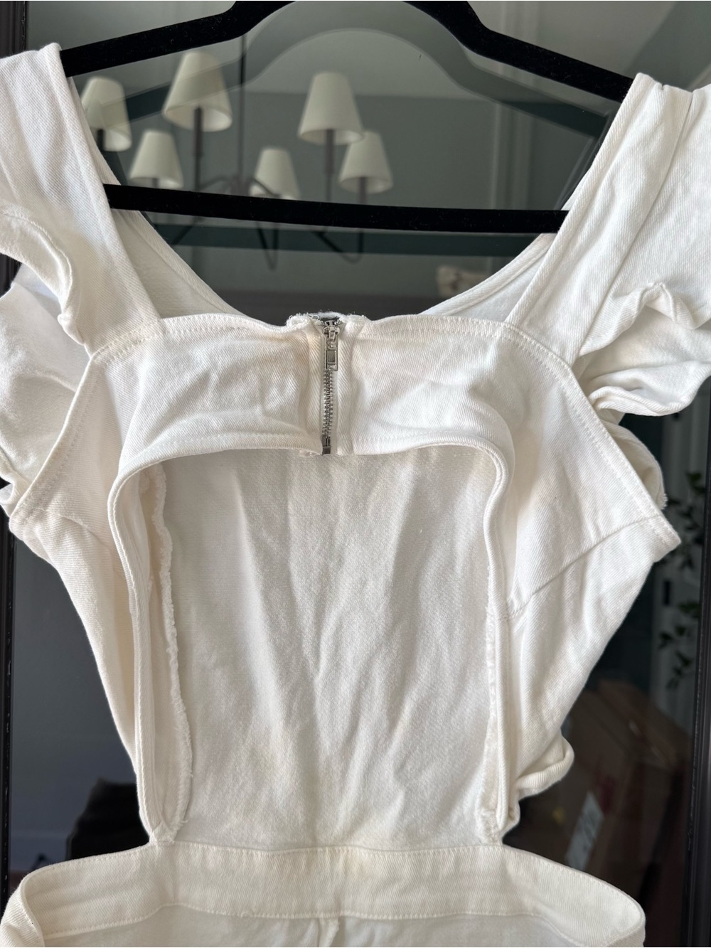 Jealous Tomato White Denim Cutout Bellbottom Jumpsuit - Picture 8 of 10